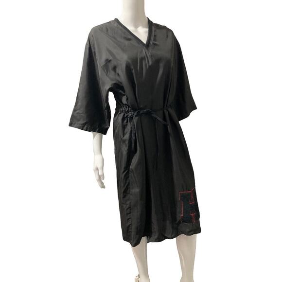HACHE Womens Black Drawstring Garterized V-neck Midi Casual Dress Size 40 US 4 - Picture 5 of 11